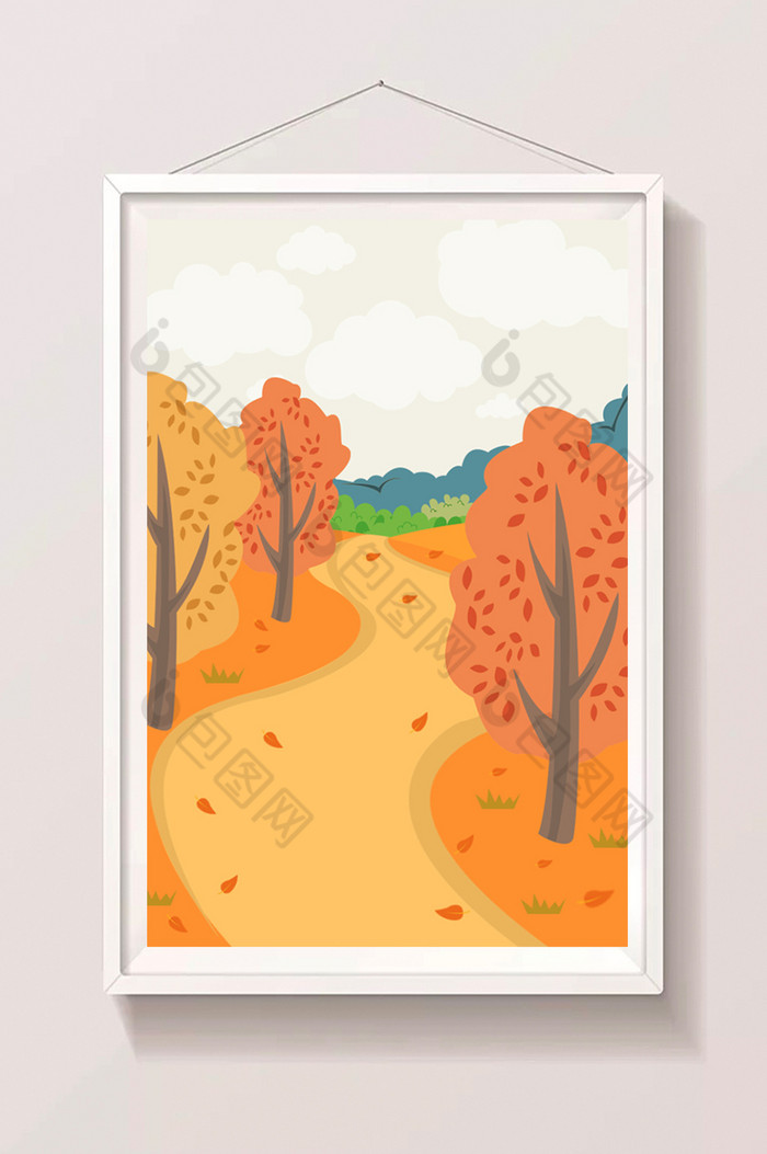 秋天落叶风景插画图片图片