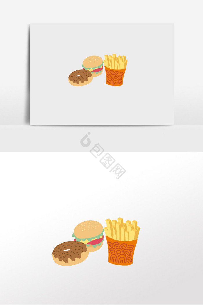 快餐薯条汉堡插画图片