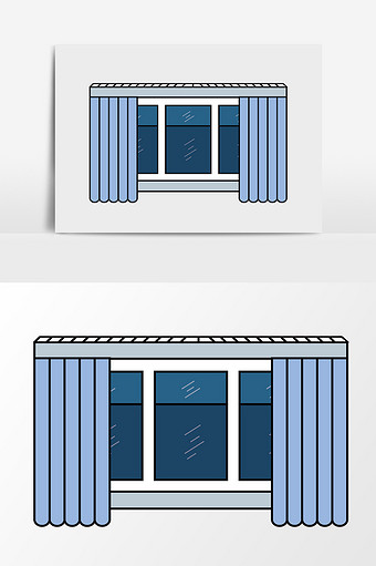 矢量手绘窗户窗帘图片