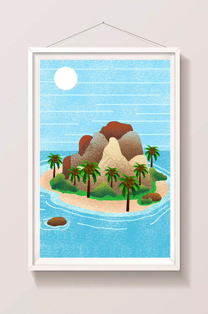 美丽椰岛河流插画图片
