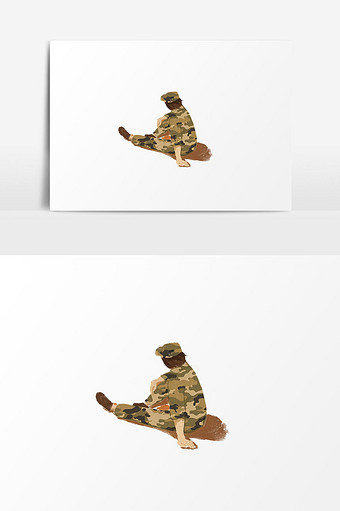 军人文化清新插画图片