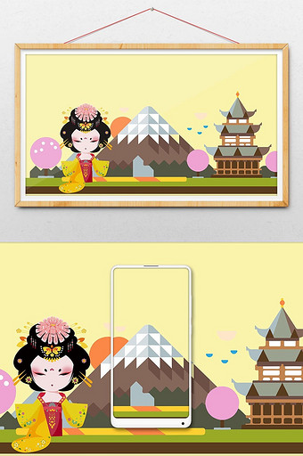 卡通扁平中国传统文化唐代杨贵妃插画设计图片