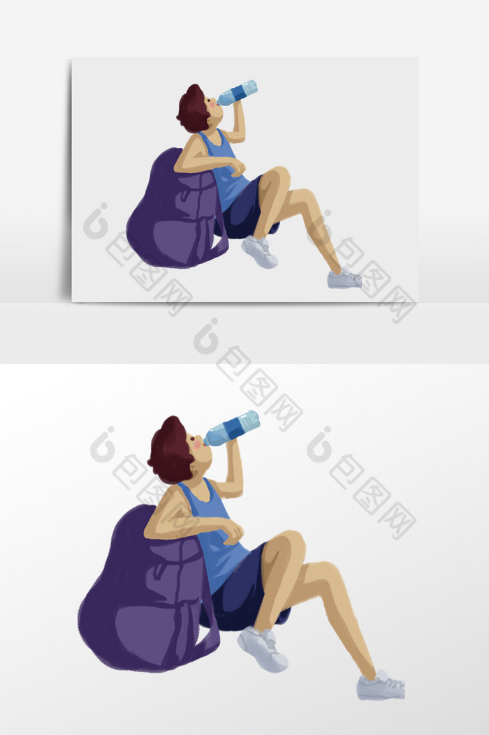 喝水的男孩插画图片图片