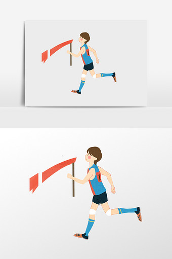 跑步的男孩插画元素图片