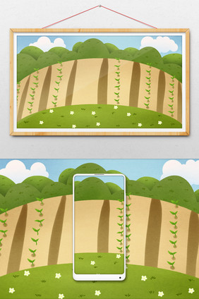 手绘播种田地插画