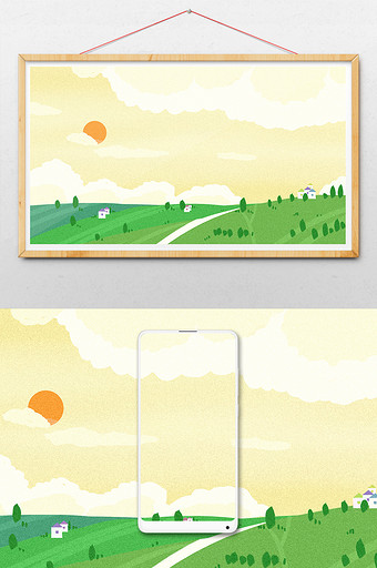 绿色调清新郊外风光背景图片