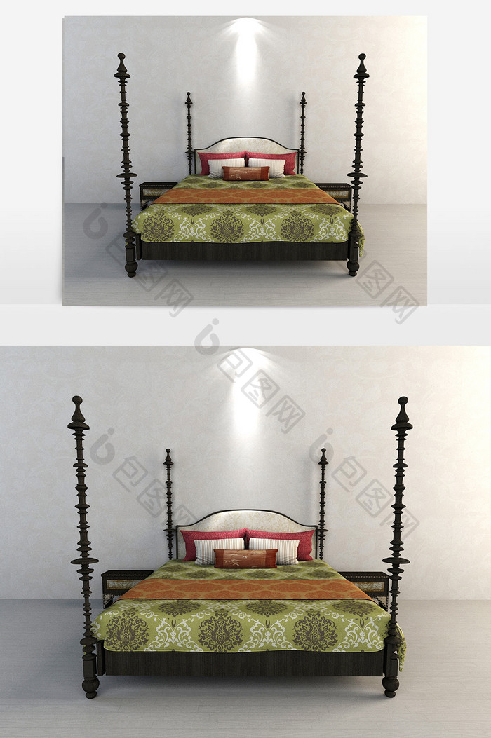 模型欧式古典风格双人床
