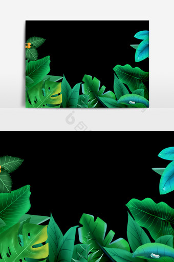 清新叶子植物边框设计元素图片