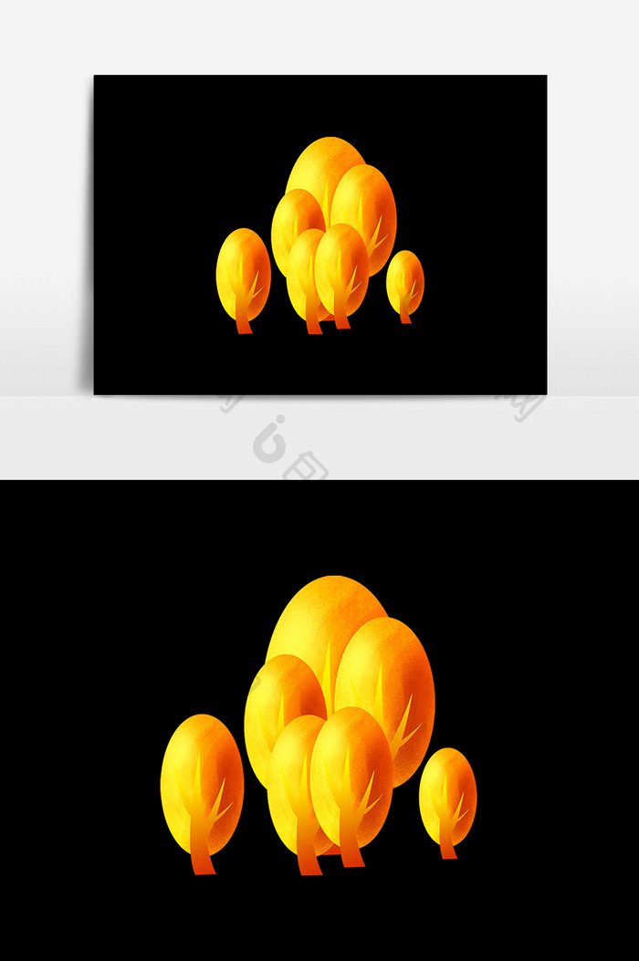 金色树木装饰设计元素