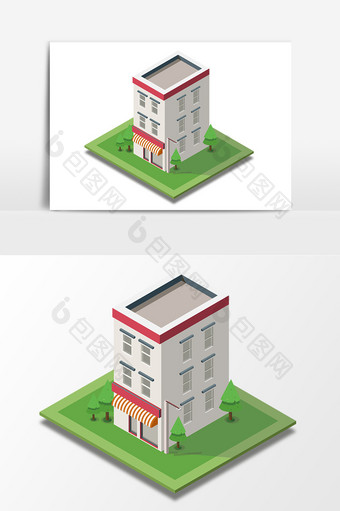 2.5D元素卡通住宅楼设计图片