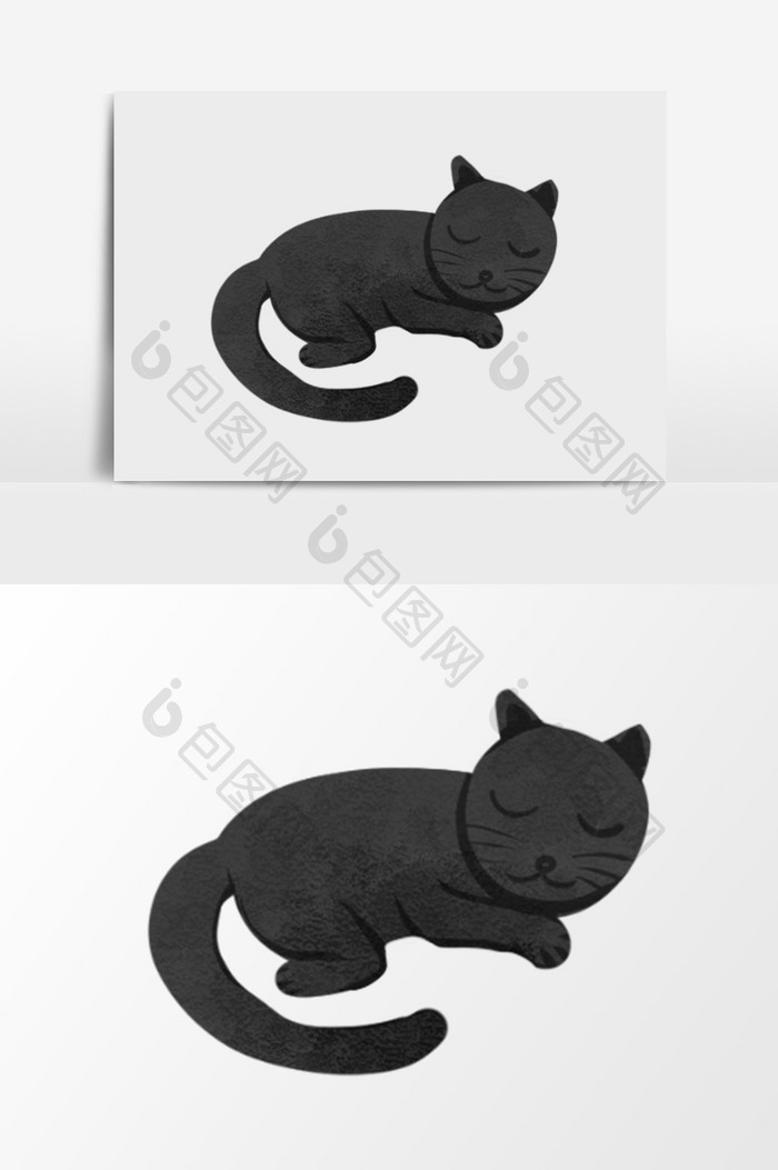 黑色睡觉小猫素材