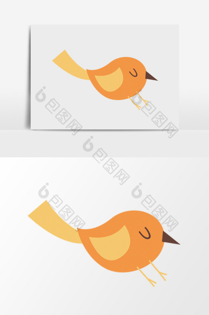橘色卡通手绘小鸟