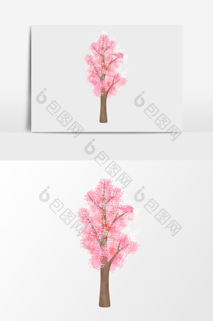 手绘粉红色大树素材