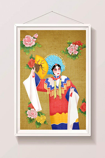复古中国风传统文化戏曲插画图片