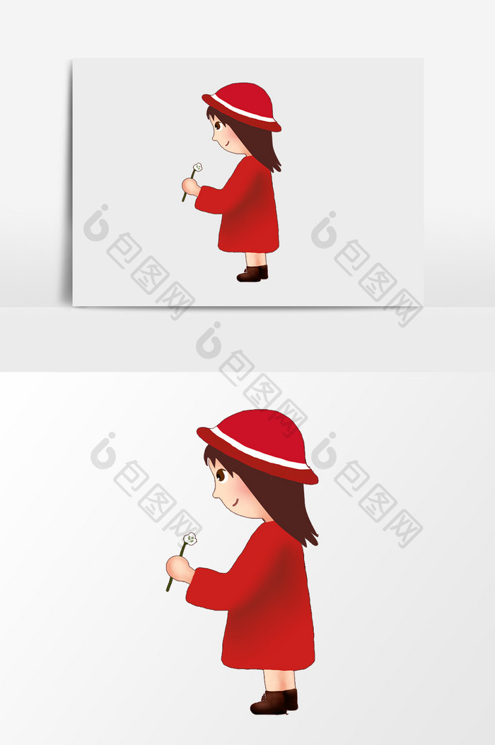红色衣服卡通小孩帽子