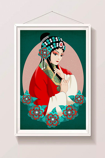 中国风戏曲人物京剧花旦手绘插图图片