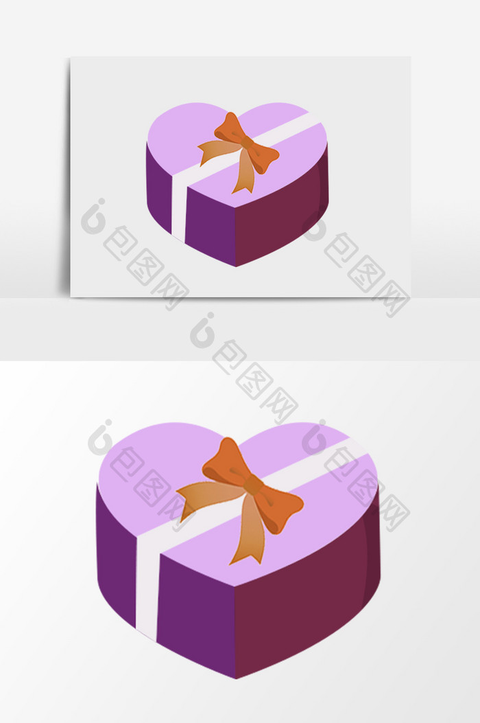 紫色免扣心形礼物盒