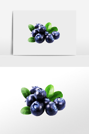 水彩手绘蓝莓素材图片