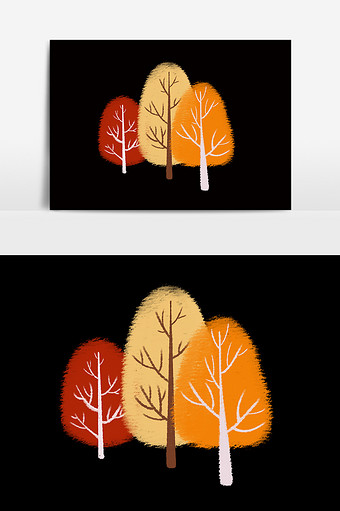 彩色秋天树林大树图片