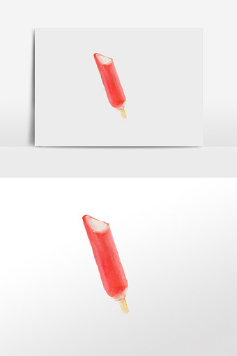 水彩手绘素材红色棒状白心雪糕图片