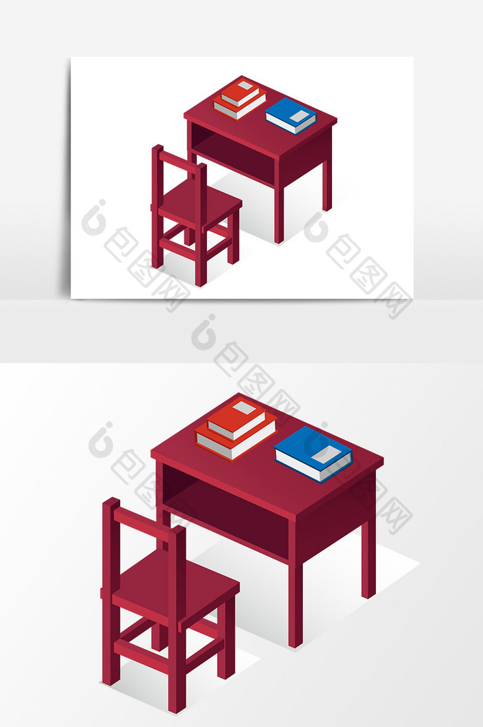 中国风课桌凳子矢量素材