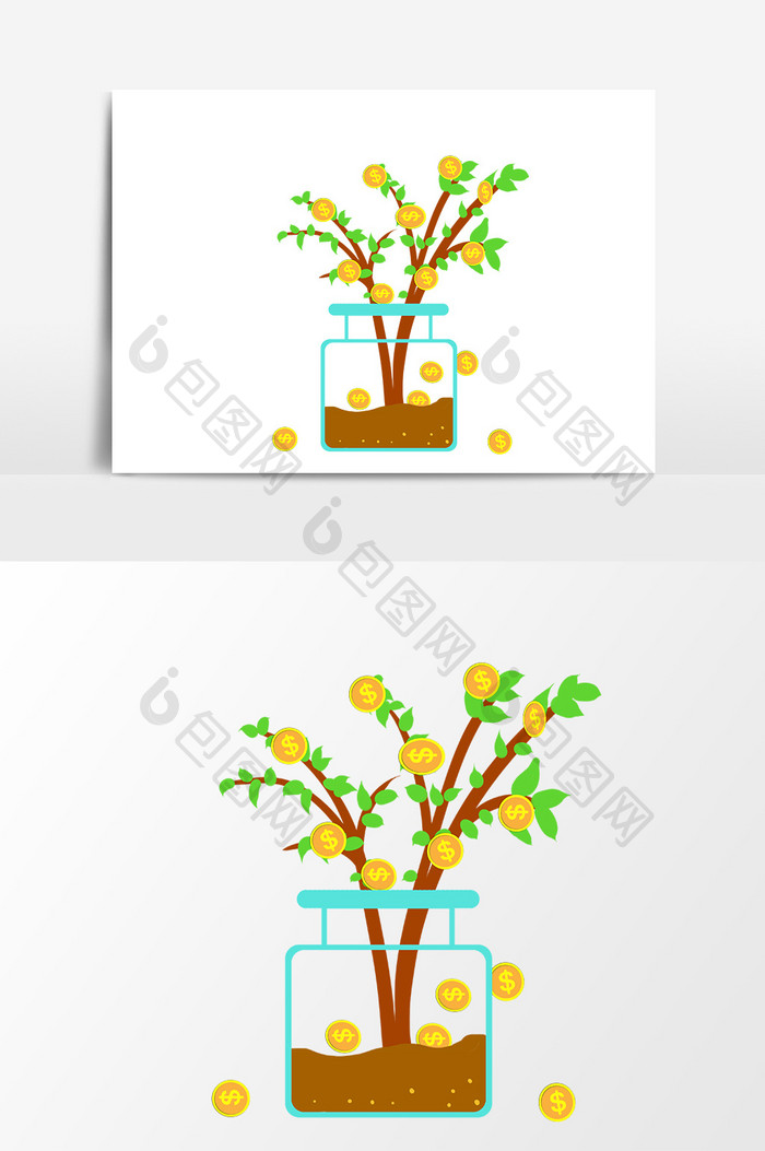 手绘卡通电子商务金融理财摇钱树设计图标素