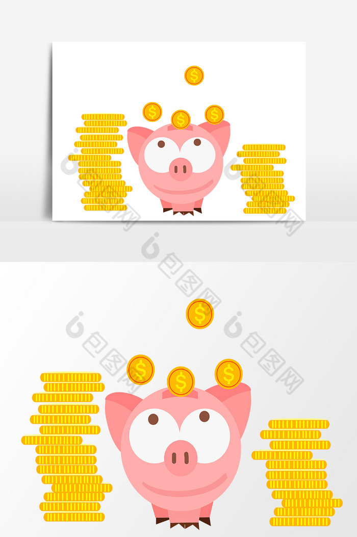 手绘小猪存钱罐图片