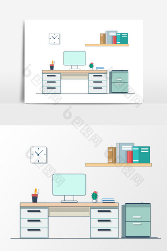 工作环境桌子设计元素图片