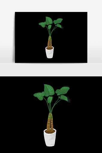 免扣植物盆栽手绘素材图片