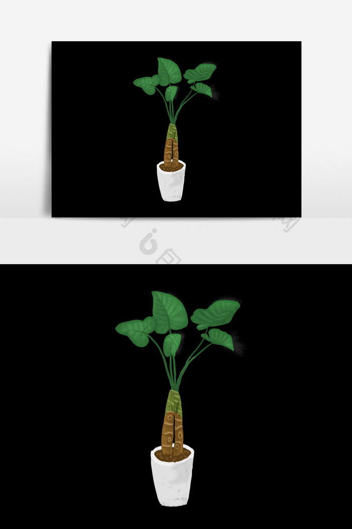 免扣植物盆栽手绘素材