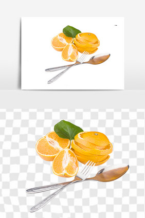 刀叉橙子餐具元素