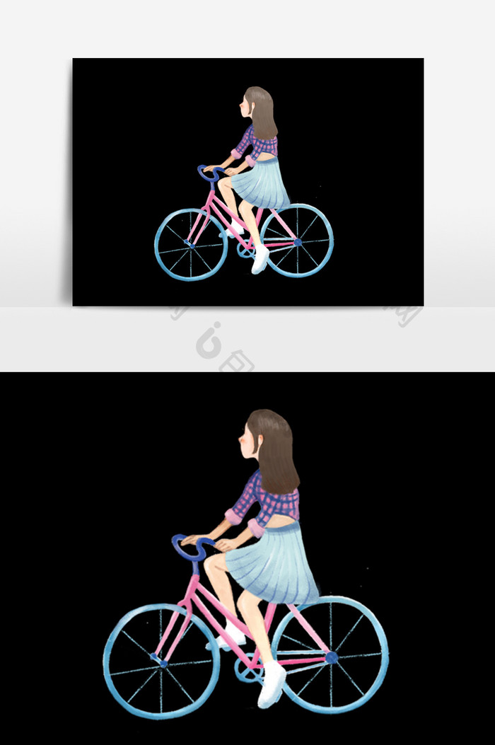 骑自行车女孩少女