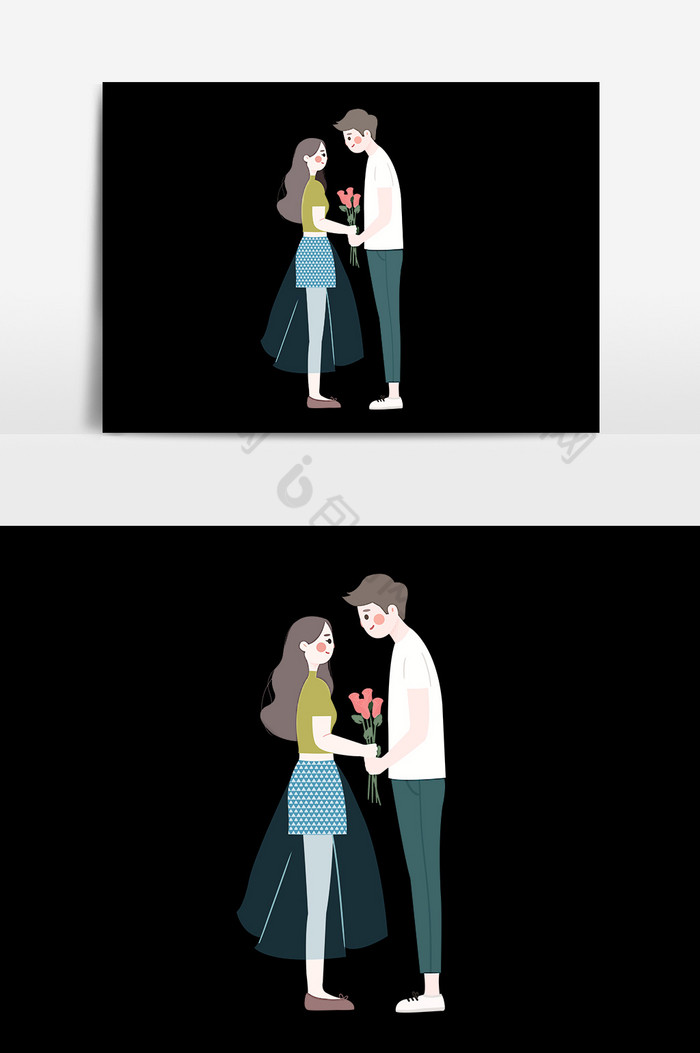 浪漫情侣插画图片-包图网