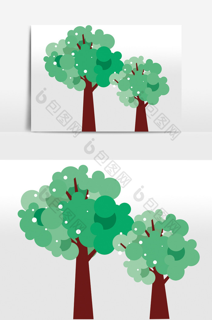 茂盛的卡通手绘树元素