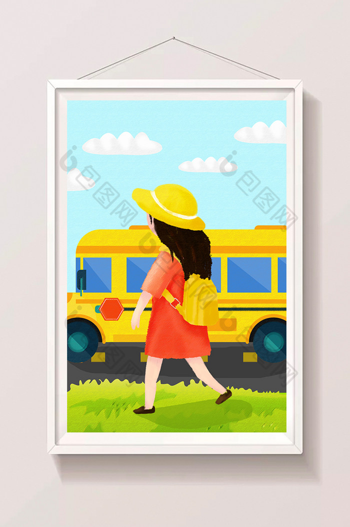 公交车小学生女学生图片