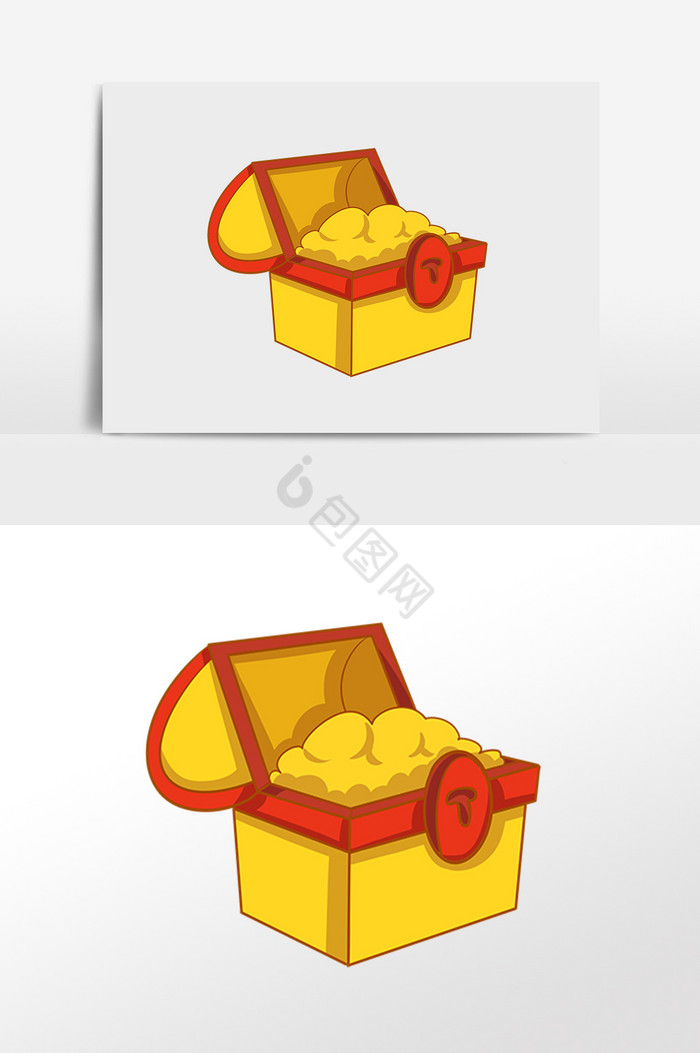 金币箱子插画图片