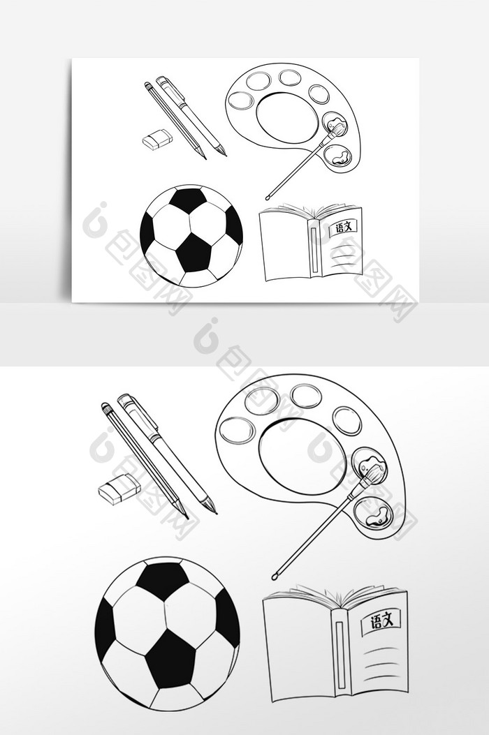 教师节教育文化用品线描素材