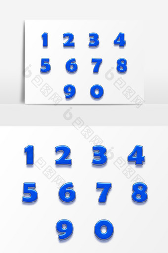 阿拉伯数字+蓝色水晶立体数字图片