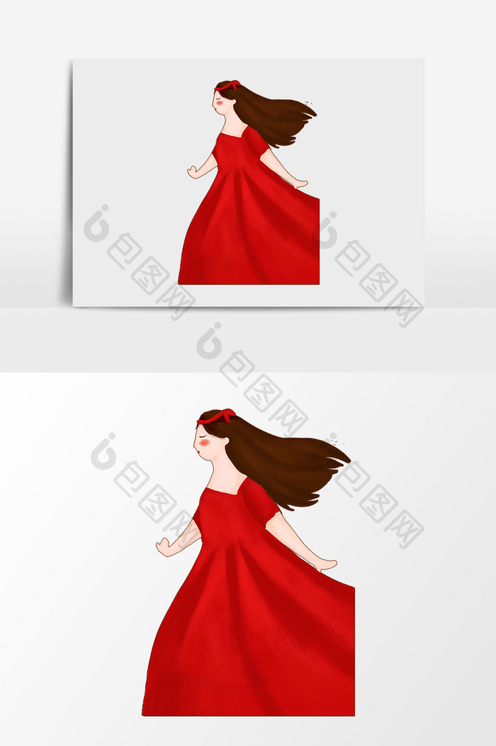 红色裙子美女素材