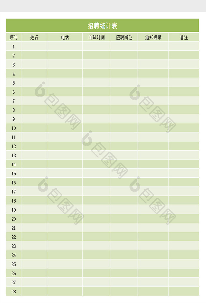 招聘统计表excel模板