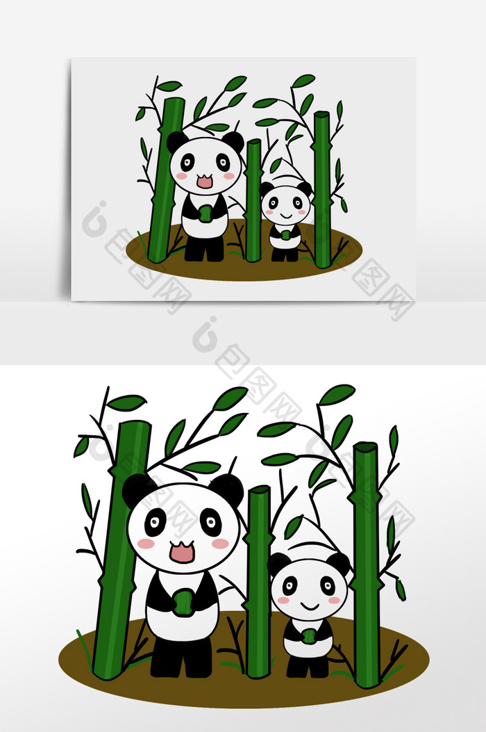 卡通大熊猫吃货素材