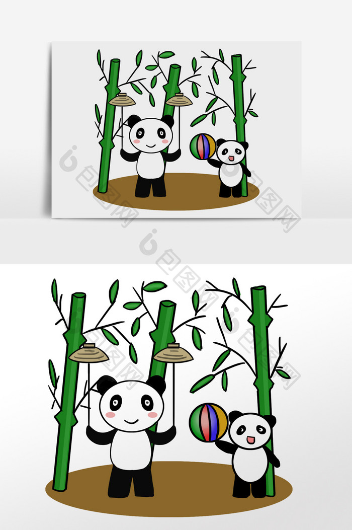卡通大熊猫马戏插画