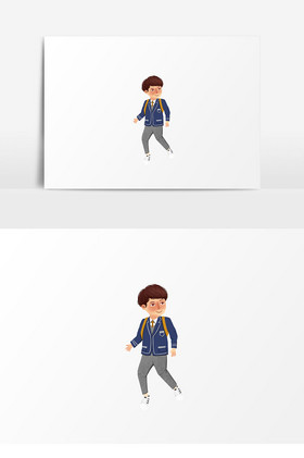 卡通男学生图片