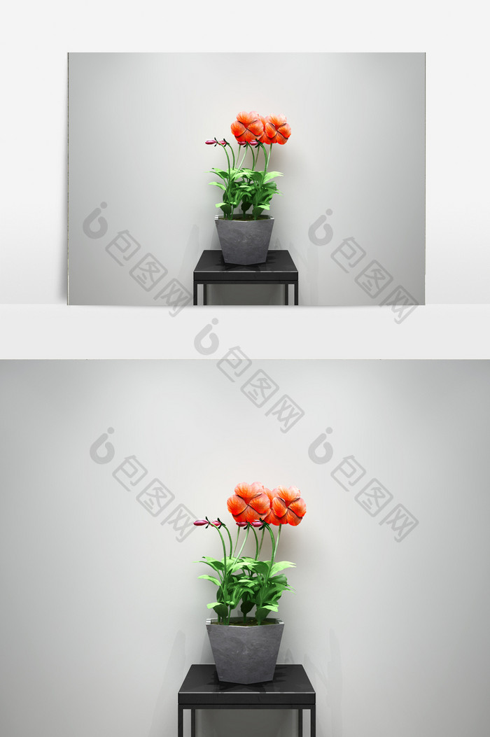 鲜花植物组合3D模型