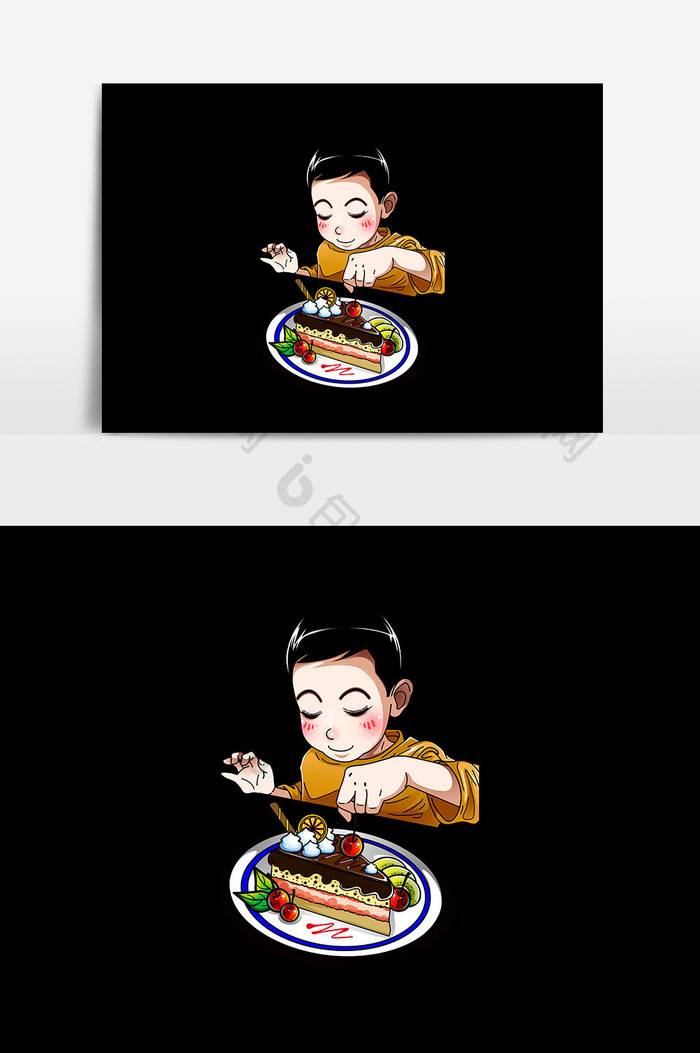 小男孩食物人物插画