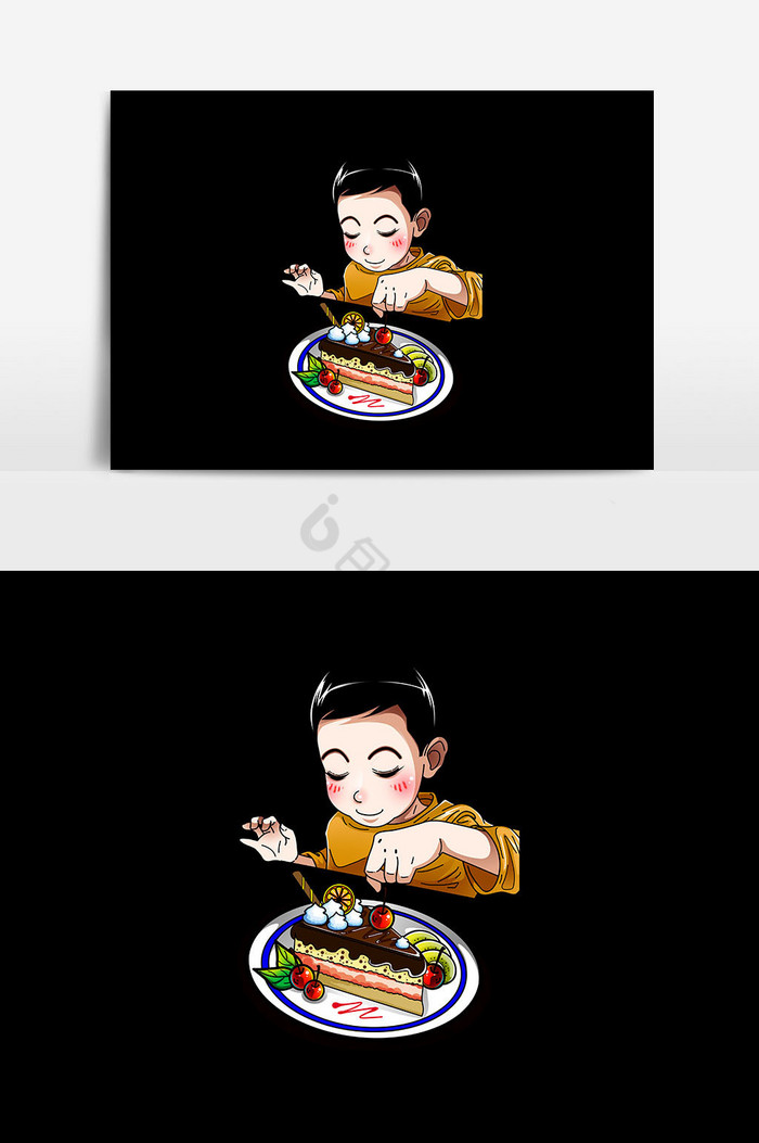 小男孩食物人物插画图片