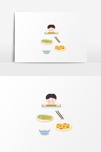吃饭美食人物插画图片