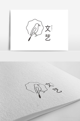 简单线条鸟文艺标志logo设计