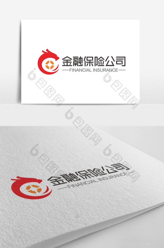 红橙大气时尚C字母金融保险logo标志