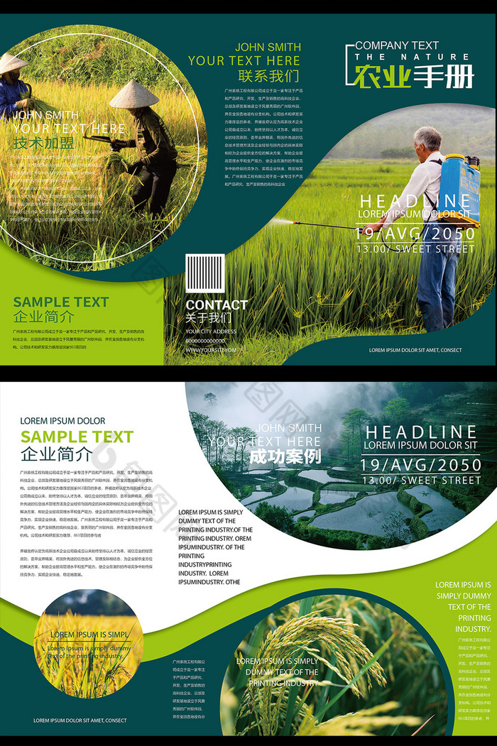 绿色农业水稻种植技术农副产品农业三折页